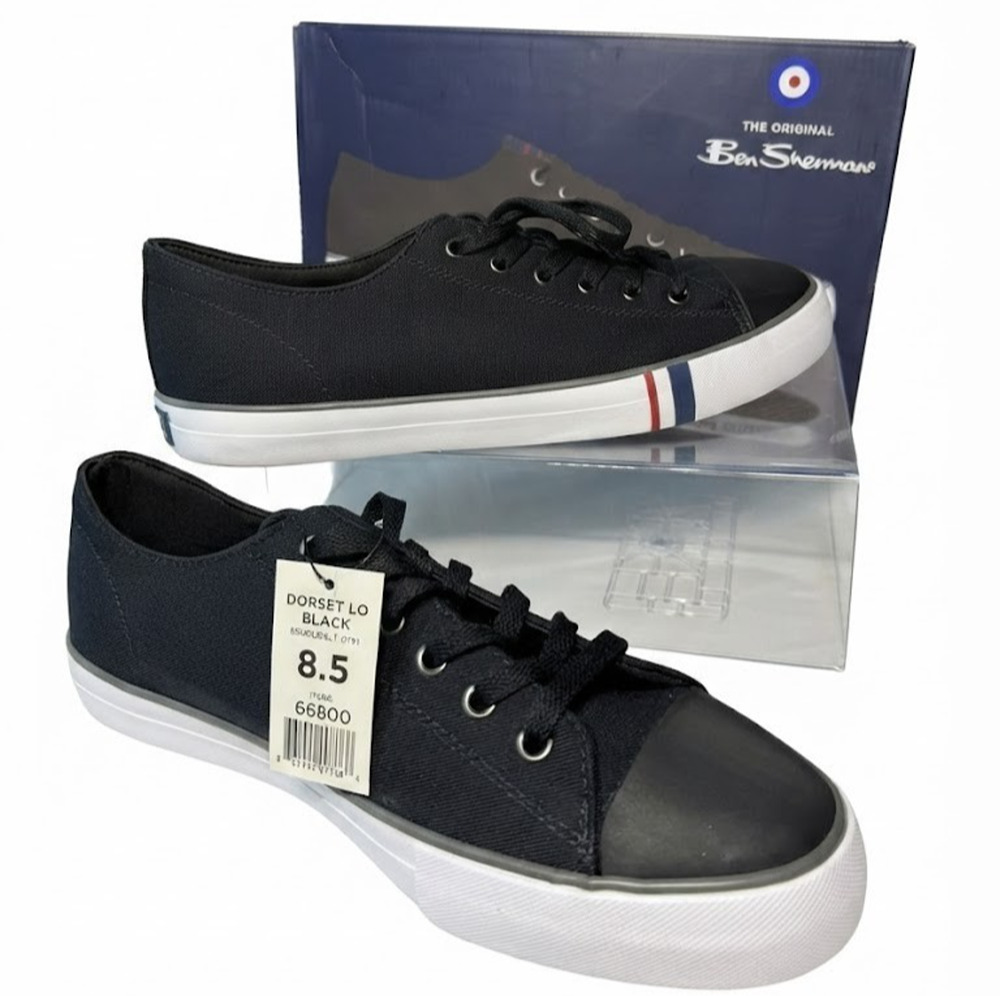 New Men's Ben Sherman "Dorset Lo" Black Canvas Sneakers Shoes Size 8.5 - NWB